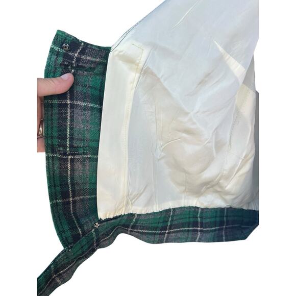 Vintage Plaid Wool Vest Skirt Set Womens Medium 60s Tartan Outfit Matching Retro - Picture 5 of 11